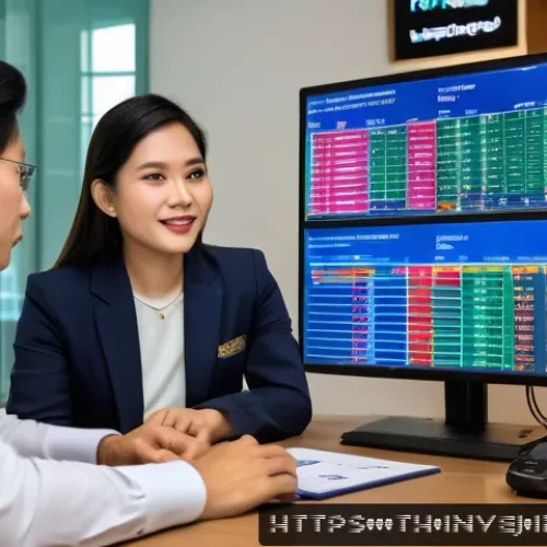 대체투자 포트폴리오의 유동성 문제 - A detailed financial advisor’s office scene in Bangkok, Thailand, showing a professional Thai financ...