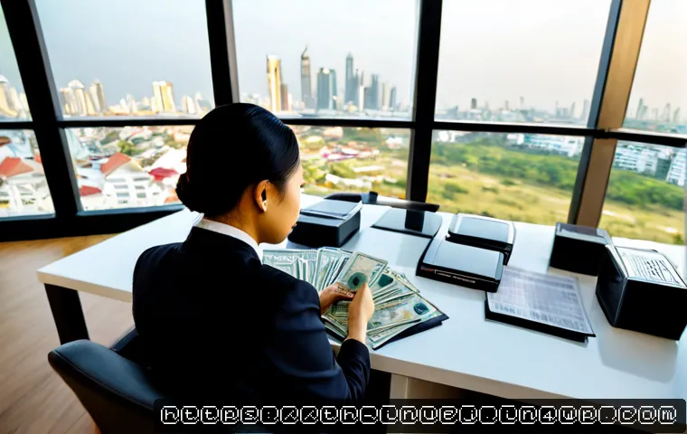 Home 29 헤지펀드 포트폴리오 구성 전략 - Photorealistic financial planning scene in a modern Bangkok office, Thai investment professional in ...